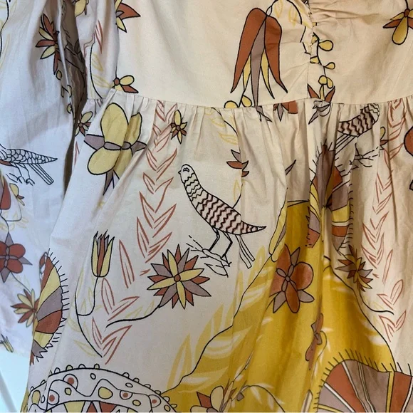 Anthropologie Let Us Be Poplin Whimsical Puff Sleeve Babydoll Blouse with Ruffle - Picture 6 of 13